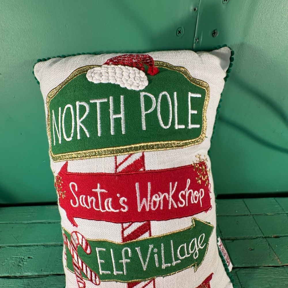 Festive North Pole Holiday Pillow - Picture 2 of 12